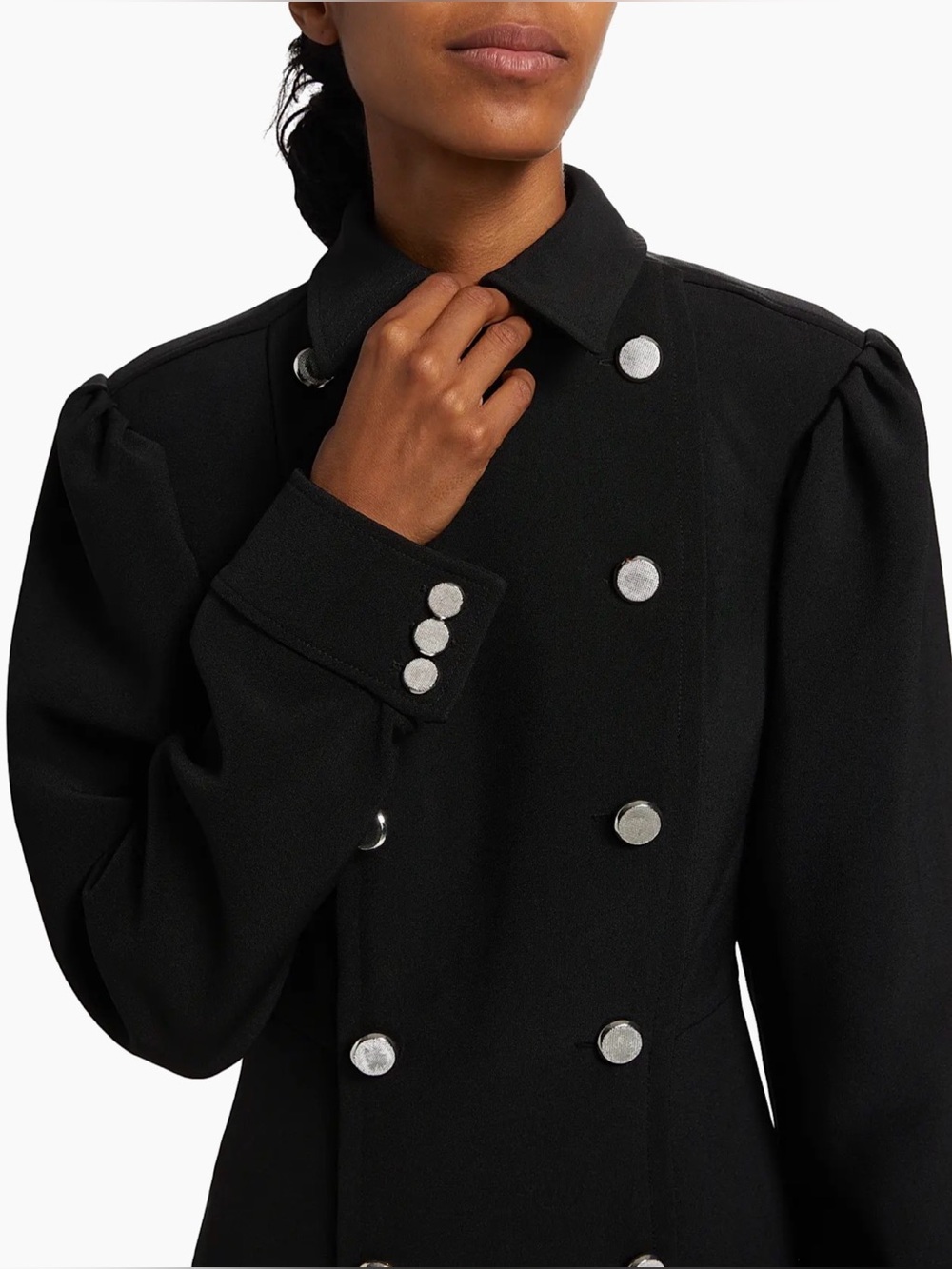 Ronny Kobo Collection Black Double-Breasted Mini Dress with Silver Buttons - Picture 6 of 12